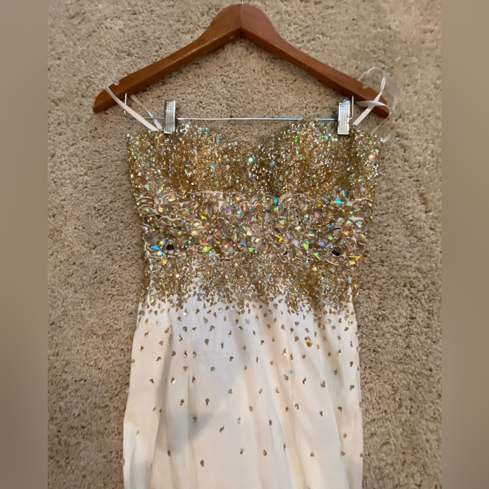 Cassandra Stone by MacDuggal Strapless Corset Style Dress (Size 4, see details)